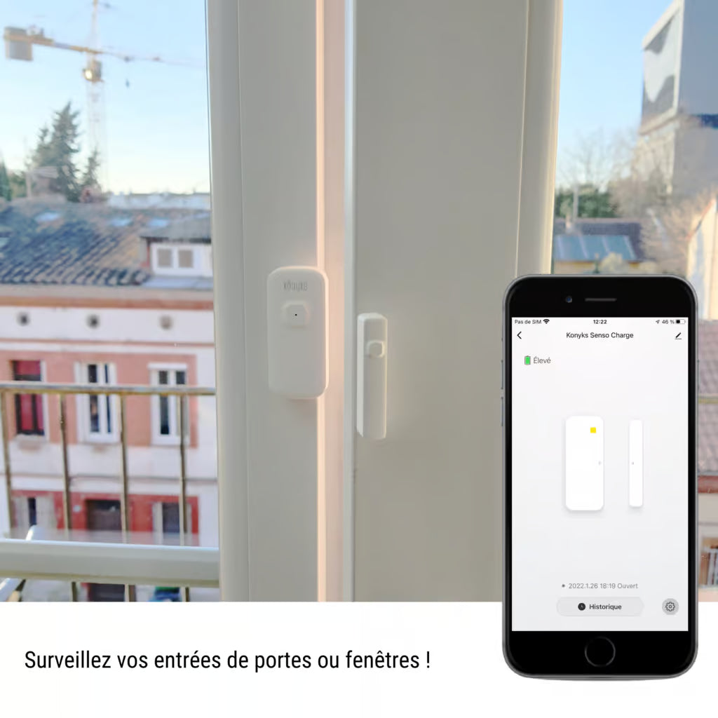 KONYKS SENSO CHARGE 2 Détecteur d'ouverture Wi-Fi+BT avec Batterie