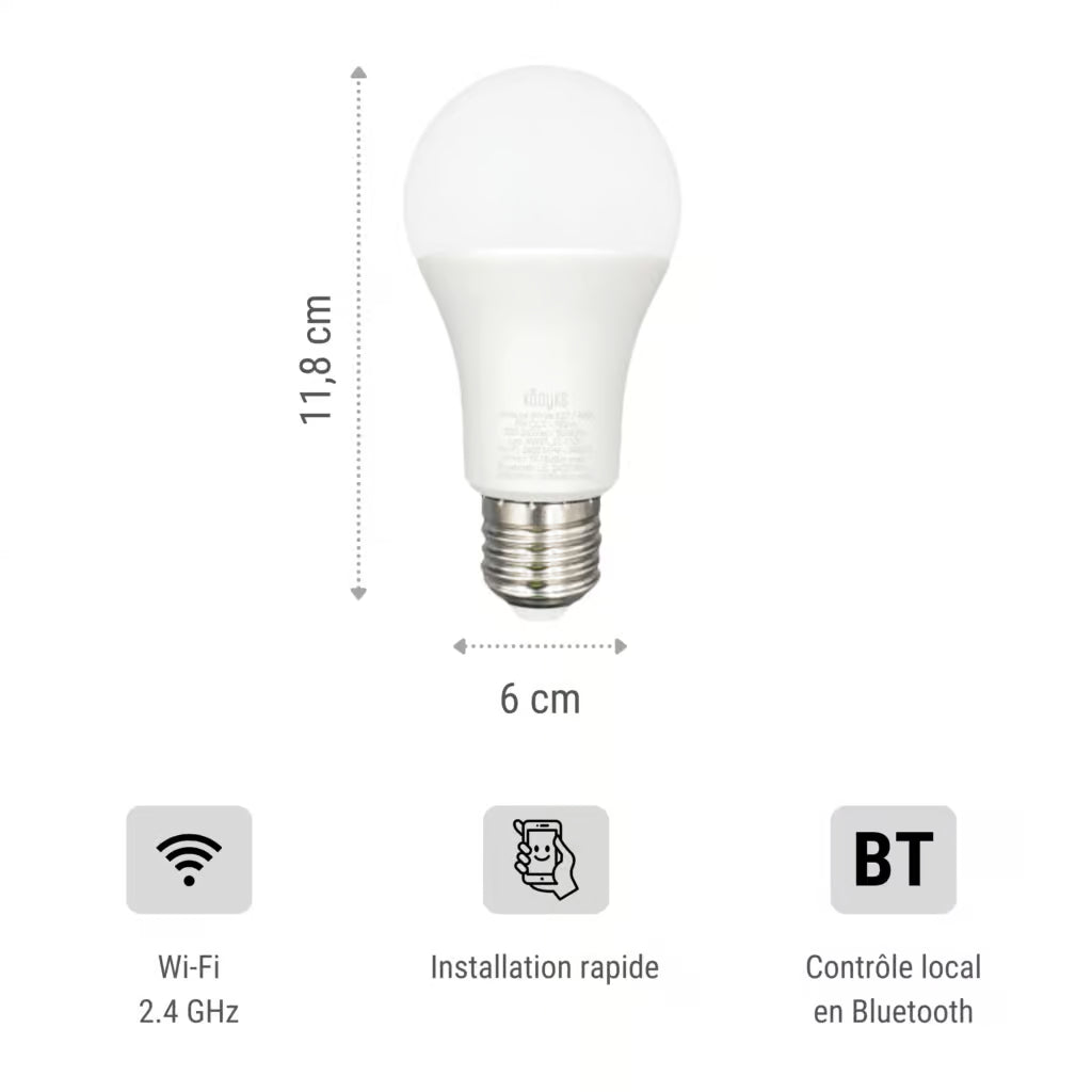 KONYKS ANTALYA WHITE E27-Ampoule E27 Wi-Fi + Bth, 9W, Blanc réglable