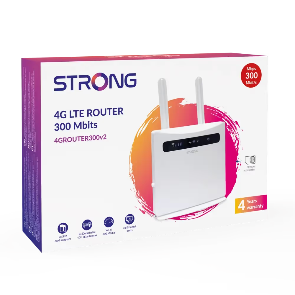 Strong 4GROUTER300v2 – Routeur 4G LTE WiFi 300 Mbps + 4 Ports LAN