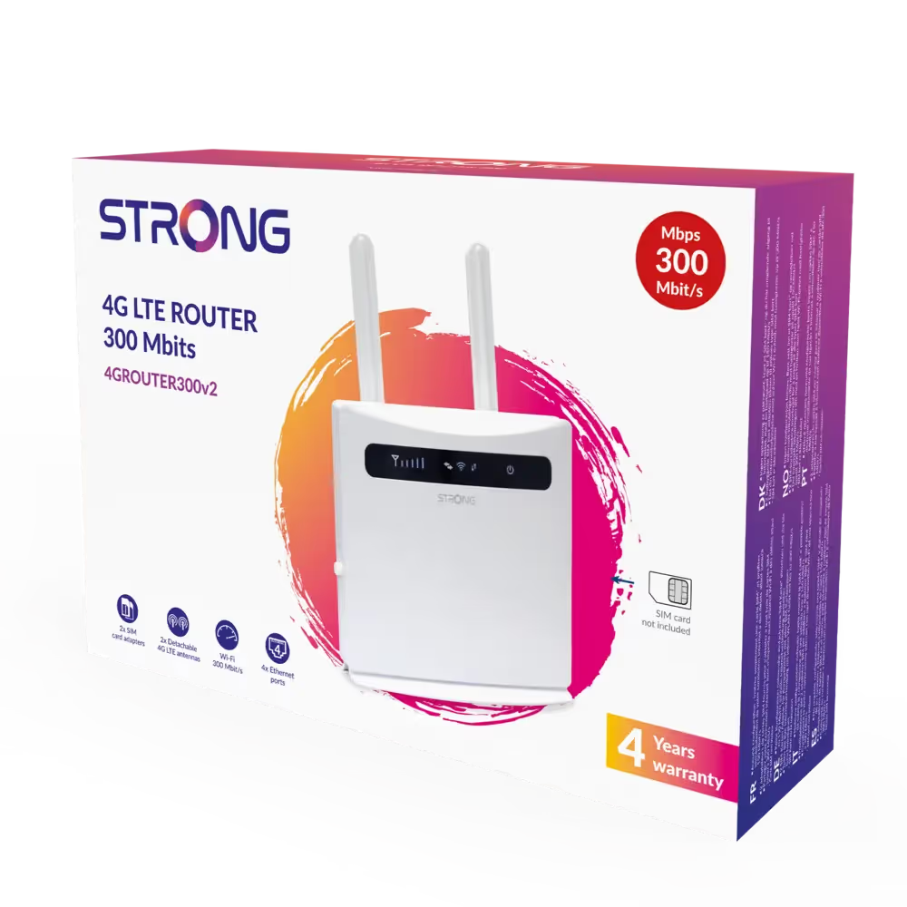 Strong 4GROUTER300v2 – Routeur 4G LTE WiFi 300 Mbps + 4 Ports LAN