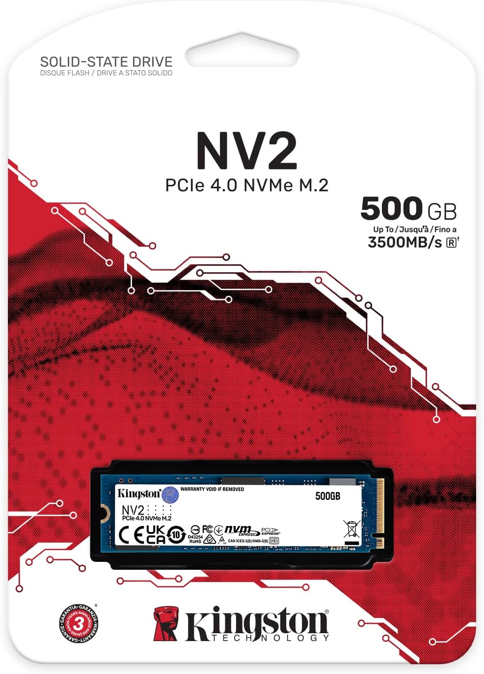 Kingston NV2 NVMe PCIe 4.0 SSD 500G M.2 2280 - SNV2S/500G