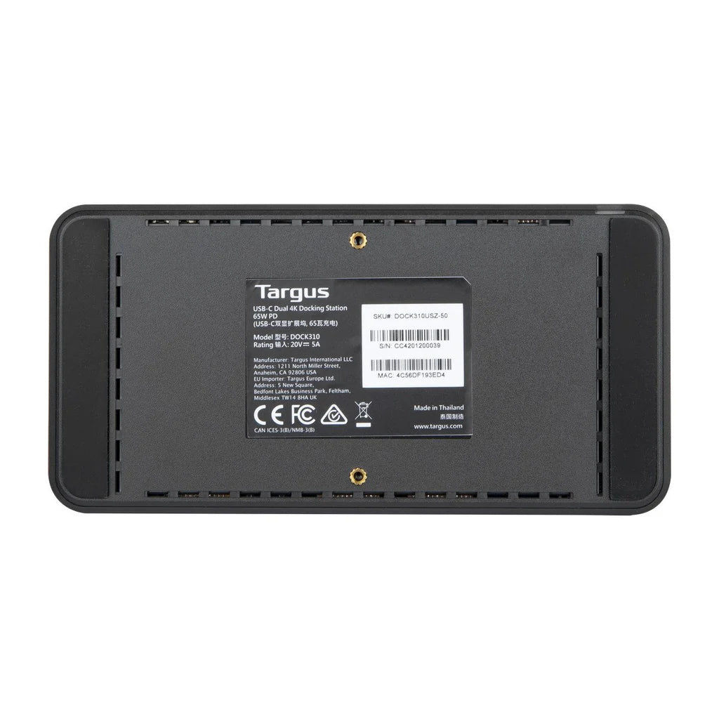 Targus DOCK310EUZ - Station d'accueil USB-C DisplayLink 2×HDMI 4K 65W