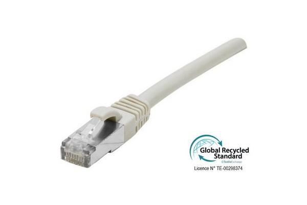 Cordon RJ45 certifié GRS CAT 6A S/FTP TPE snagless gris - 5 m