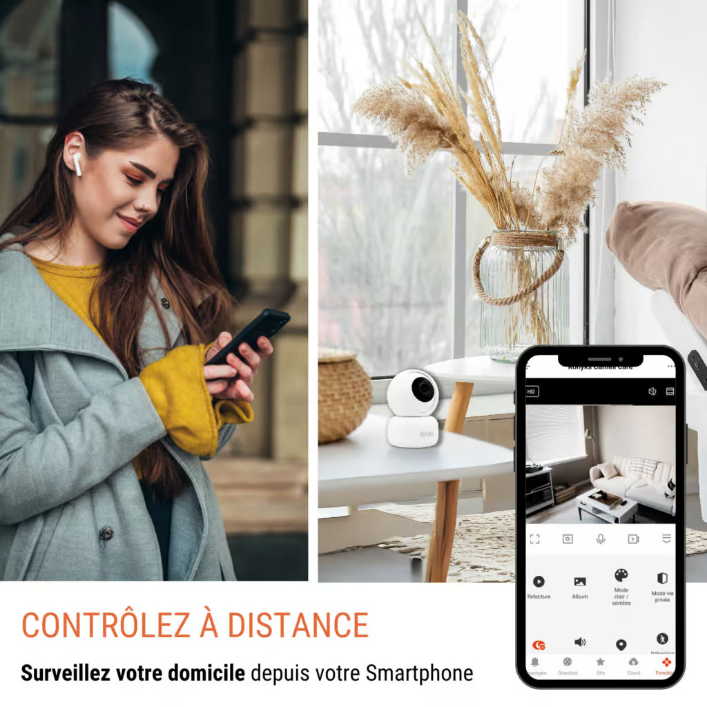 KONYKS CAMINI2-Caméra d'interieur motorisée PTZ WiFi Sirène intégré
