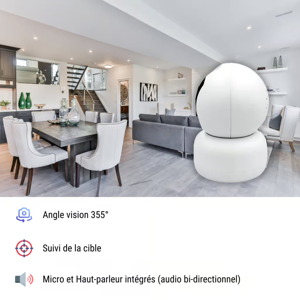 KONYKS CAMINI2-Caméra d'interieur motorisée PTZ WiFi Sirène intégré