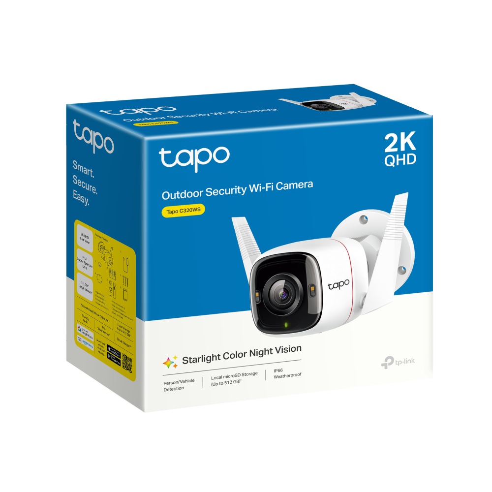 TP-Link Tapo C320WS – Caméra WiFi Extérieure 4MP 2K Couleur Vision Nocturne 30m