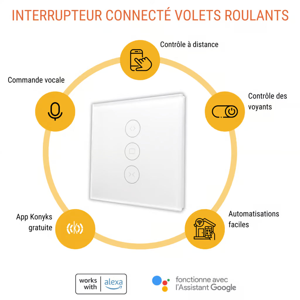 KONYKS VOLLO MAX 3 Interrupteur Wi-Fi/BTH pour volets roulants 3A.