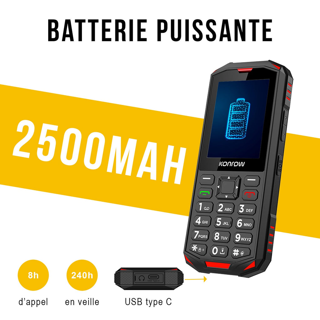 KONROW STONE PLUS 2,4 ANTICHOC IP68 * NOIR