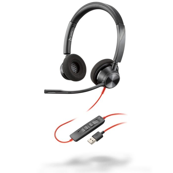 Poly Blackwire 3220 USB-C – Casque filaire stéréo avec adaptateur USB-C/A