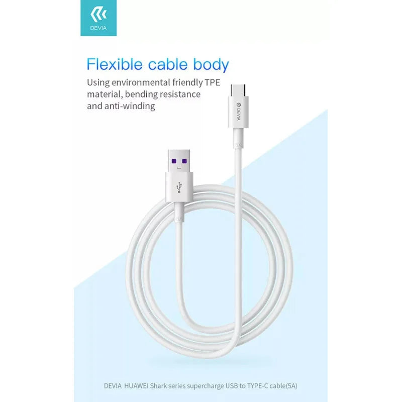DEVIA Câble USB-A/C Super Charge 5A 1.5M Smart