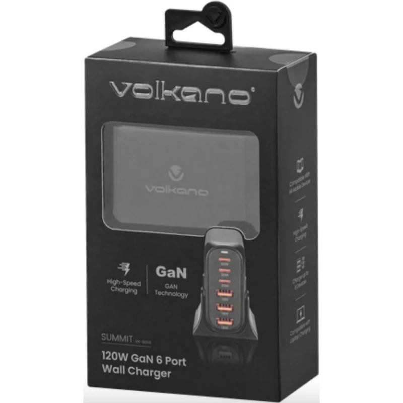 VOLKANO VK-8066-BK CHARGEUR 6 PORTS USB 120W GaN