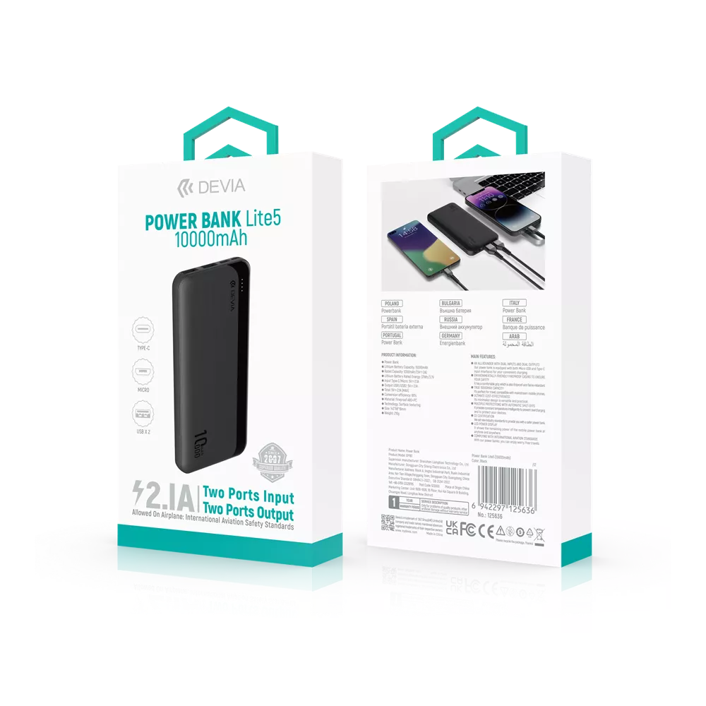 DEVIA Kintone Series Power Bank (10000mAh) V5*BK