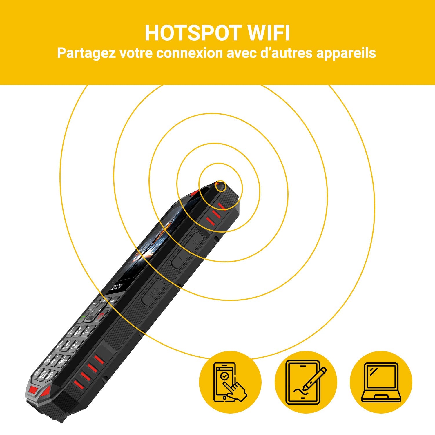 KONROW STONE PLUS 2,4 ANTICHOC IP68 * NOIR