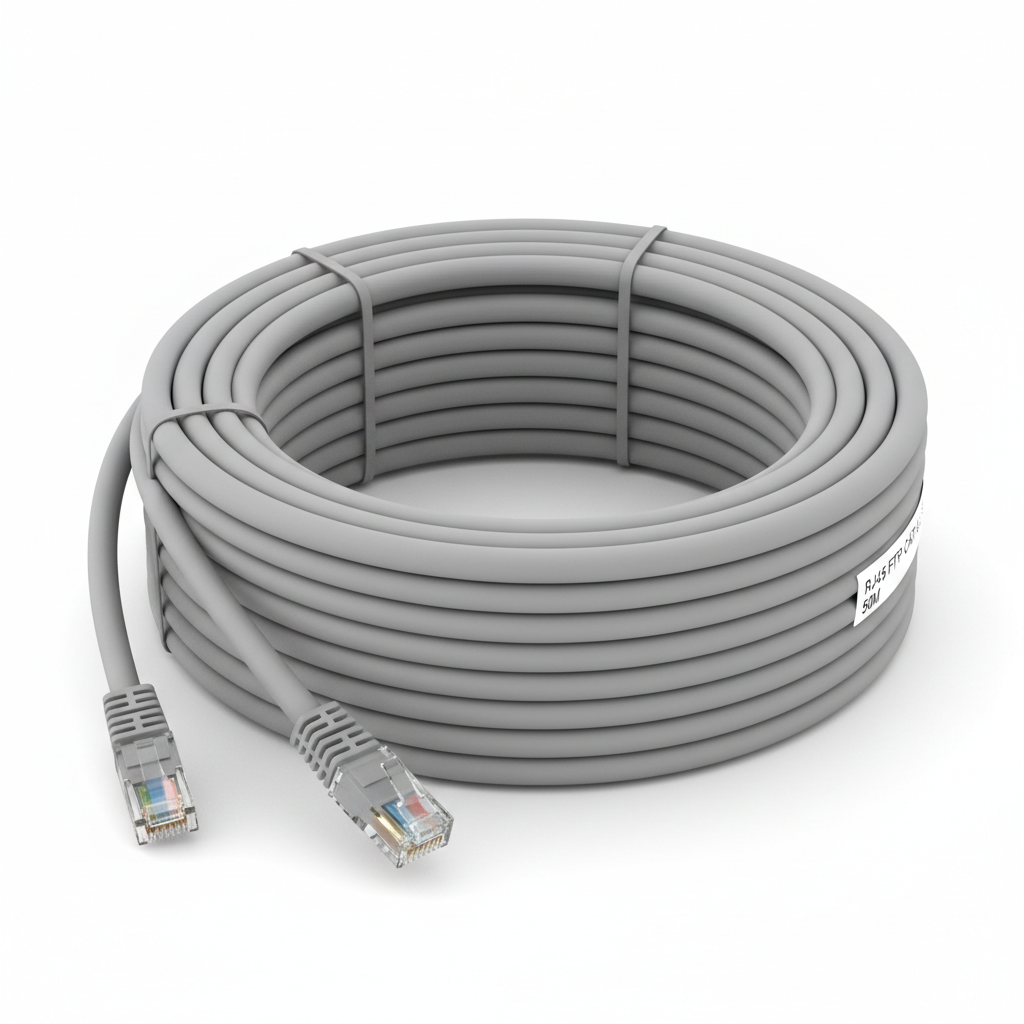 Câble réseau RJ45 FTP CAT.6 blindé 50 mètres gris