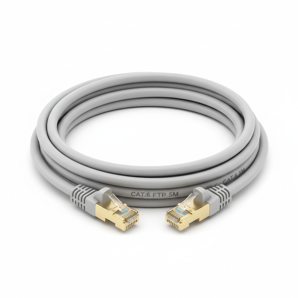 Câble réseau RJ45 FTP CAT.6 blindé 5 mètres gris
