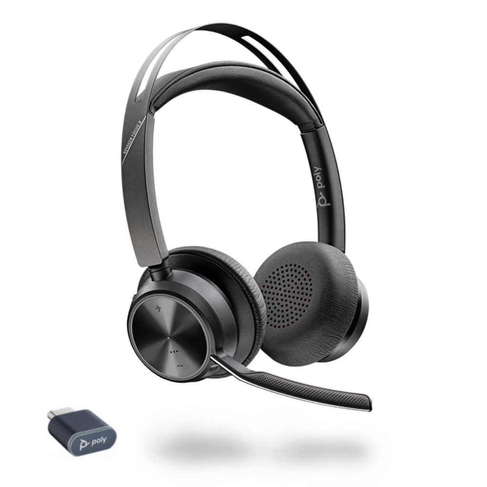 Poly Voyager Focus 2 – Casque Bluetooth + Adaptateur USB + Station de charge